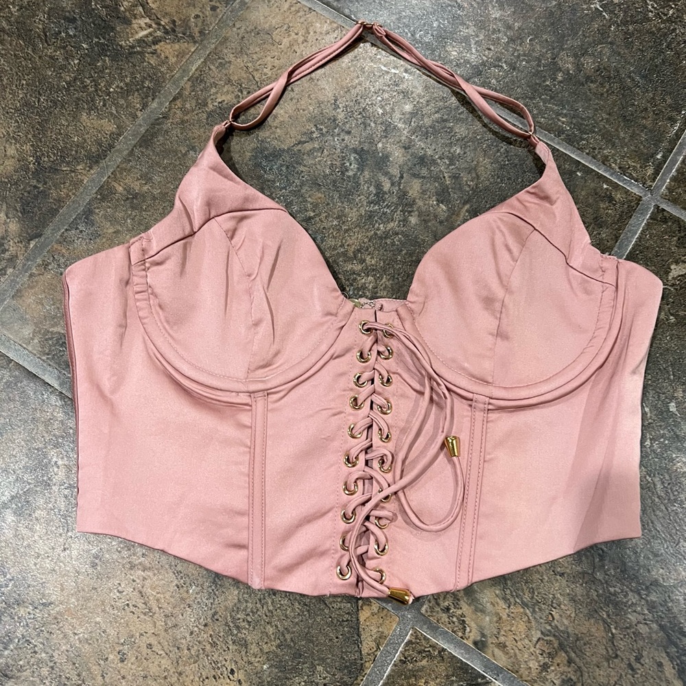 Pink Silk Bustier Top